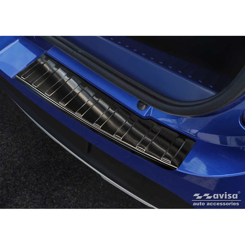 Zwart RVS Achterbumperprotector  Dacia Sandero III 2020-2022 & Facelift 2022- incl. Stepway 'Ribs' (2-delig)