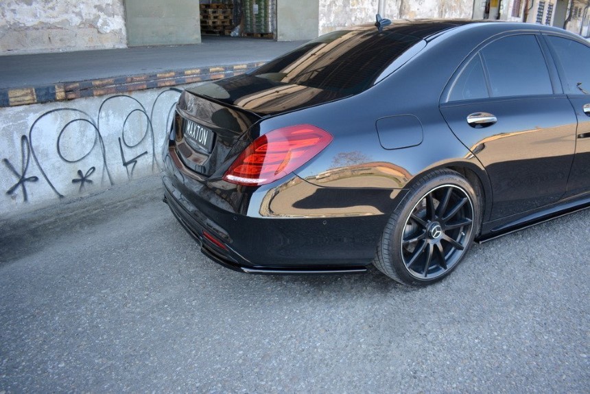 Achterbumper spoiler Mercedes S-Klasse W222 AMG-Line Maxton Design glans zwart