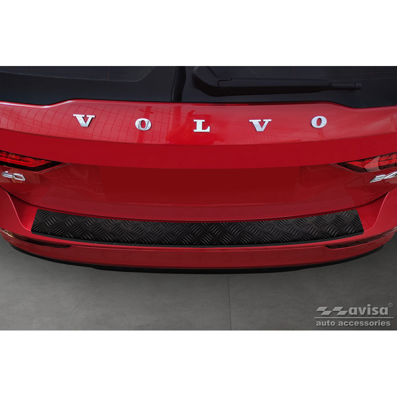 Matzwart Aluminium Achterbumperprotector  Volvo V60 II 2018- incl. Cross Country & R-Design 'Riffled Plate'