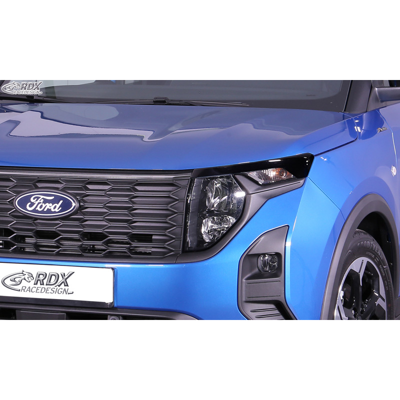 RDX Koplampspoilers  Ford Transit Courier & Tourneo Courier 2023- (zonder LED-richtingaanwijzers en DRL) (ABS Glanzend Zwart)