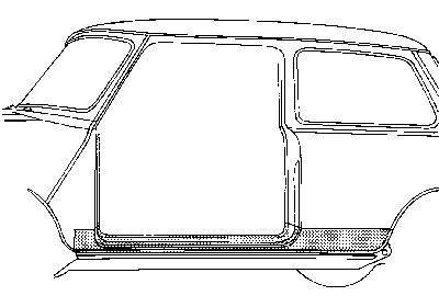 dorpel, links Austin Mini