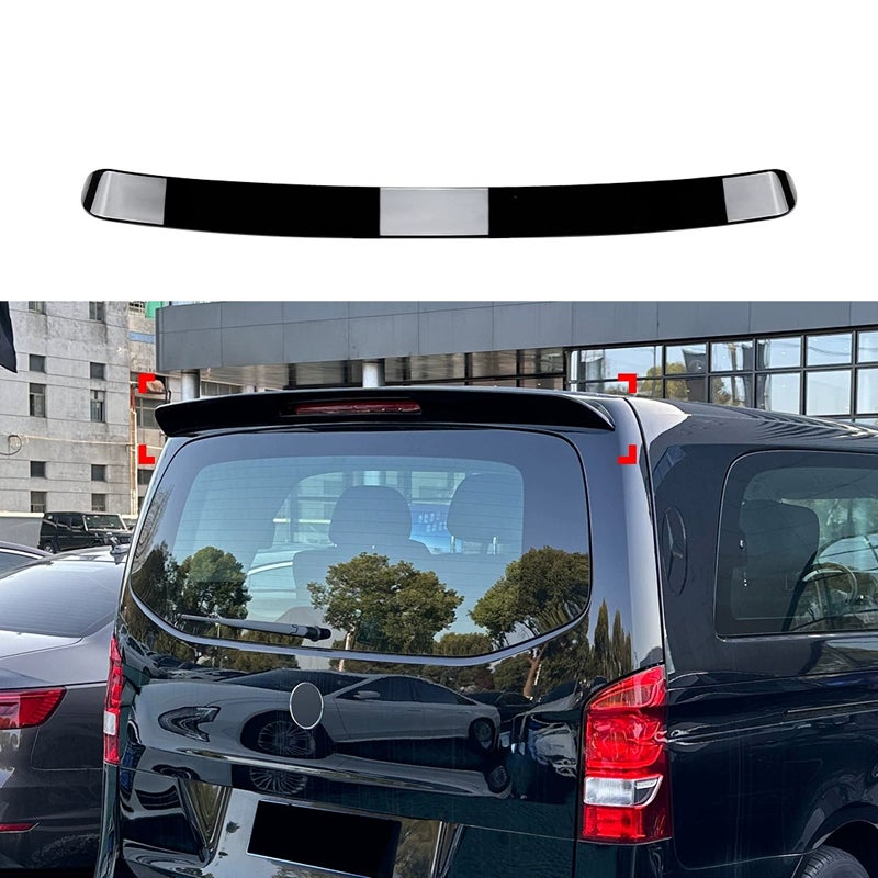 Dakspoiler (Spoiler Cap)  Mercedes V-Klasse W447 2014- & EQV 2020- (met achterklep) (ABS Glanzend zwart)