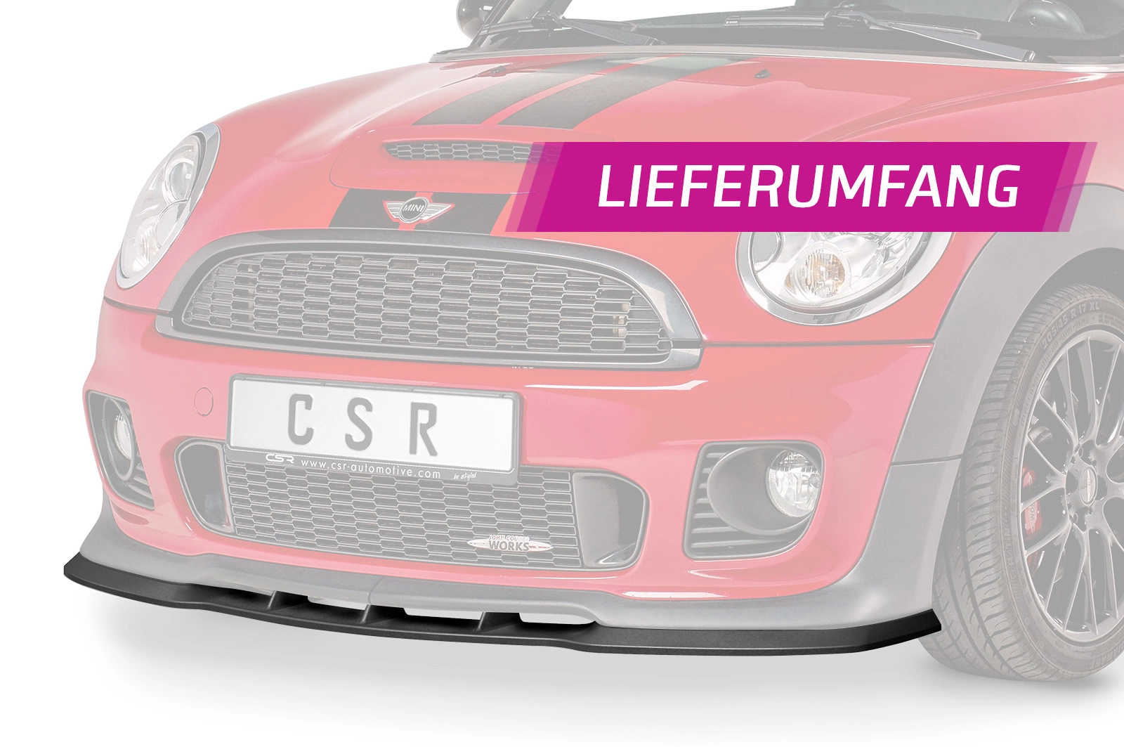 Voorspoiler Mini R56 John Cooper Works CSR glans zwart – 06/2006–11/2013