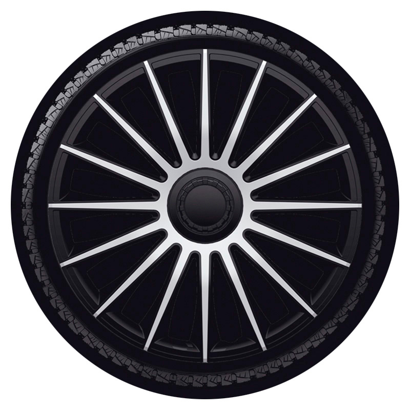4-Delige J-Tec Wieldoppenset Austin 13-inch zilver/zwart