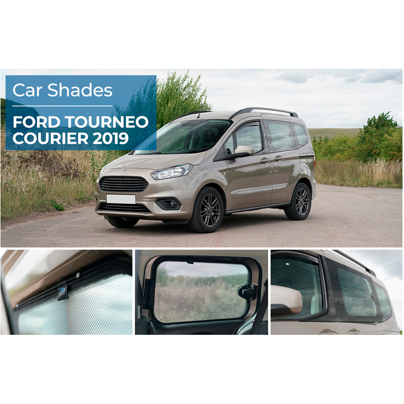 Set Car Shades (achterportieren)  Ford Tourneo Courier 2014-2023 (met openslaande ramen) (2-delig)