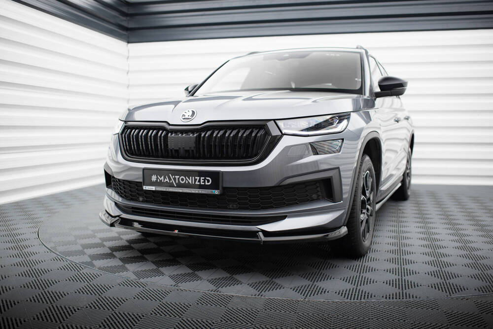 Voorspoiler Skoda Kodiaq Mk1 Facelift Sportline Maxton Design glans zwart