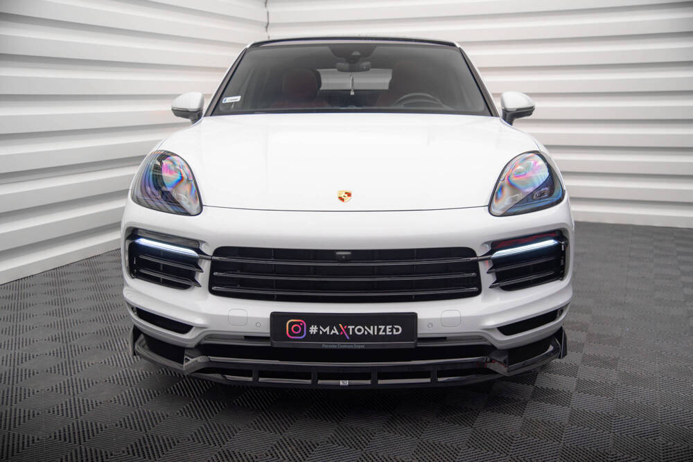 Voorspoiler Porsche Cayenne MK3 SUV/Coupe 18-23 Maxton Glans Zwart