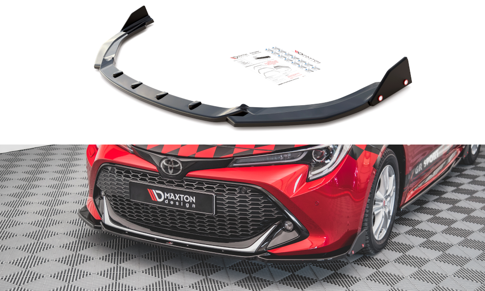 Voorspoiler V.1 met Canards Toyota Collora GR Sport Hatchback XII Maxton Glans Zwart