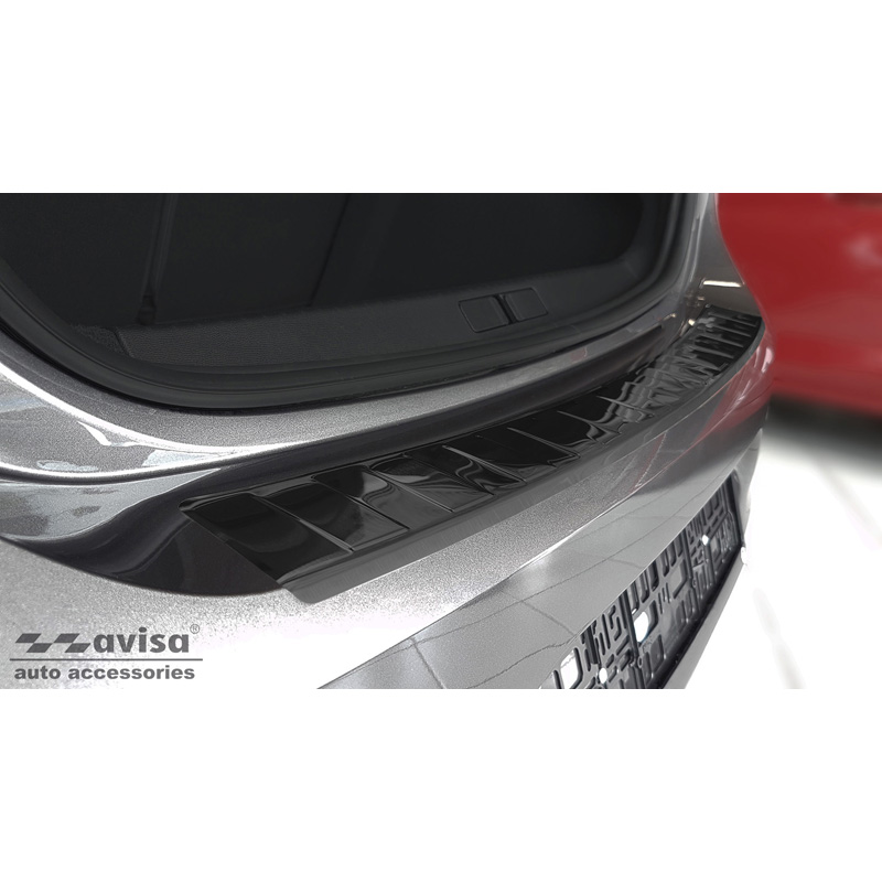 Zwart RVS Achterbumperprotector  Opel Corsa F Edition/Elegance HB 5-deurs 2019- 'Ribs' (excl. Equipment Ultimate)