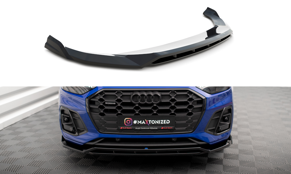 Voorspoiler V.1 Audi SQ5 / Q5 S-Line SUV / Sportback Facelift Maxton Glans Zwart