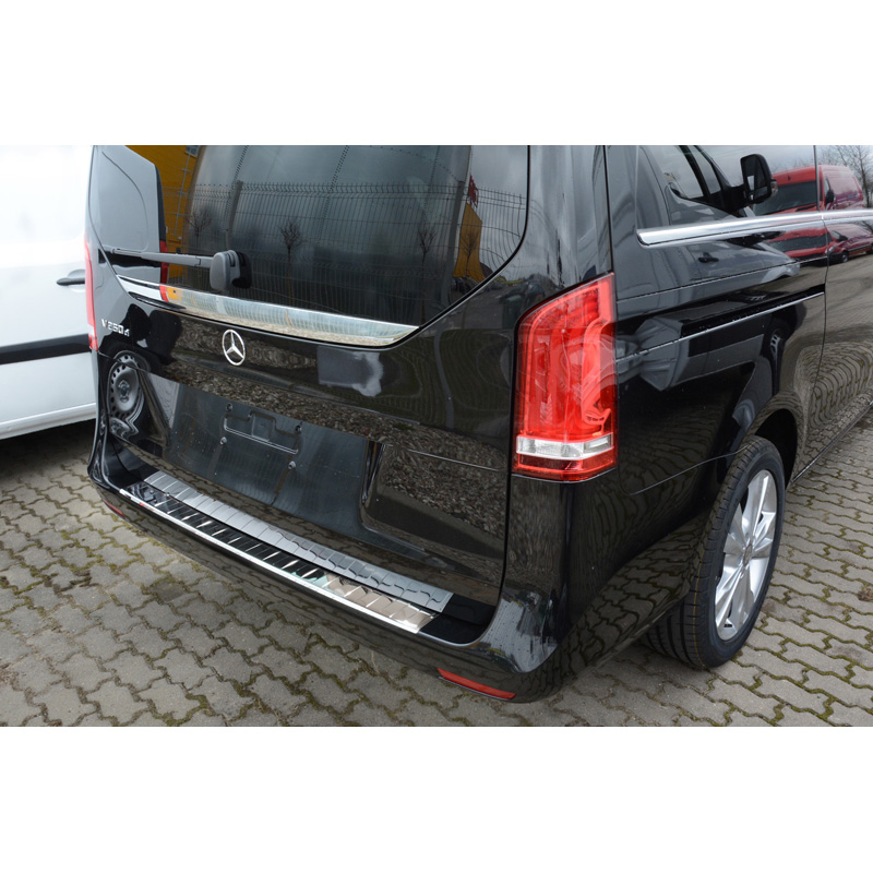Chroom RVS Achterbumperprotector  Mercedes Vito / V-Klasse 2014-2019 & Facelift 2019- 'Ribs'