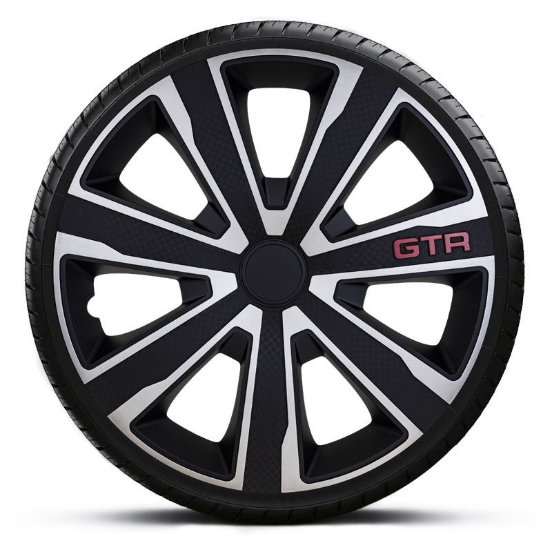 4-Delige J-Tec Wieldoppenset GTR Carbon 16-inch zilver/zwart