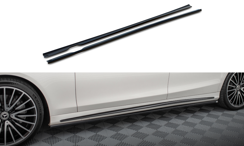 Zijskirts Mercedes Benz S Klasse AMG Pakket W222 FL Maxton Glans Zwart
