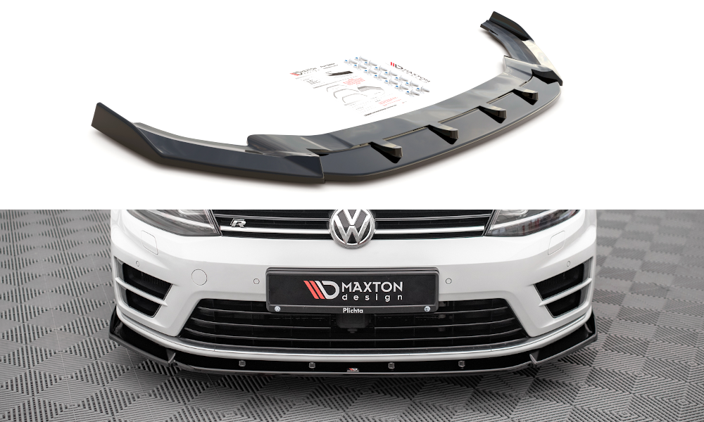 Voorspoiler VW Golf 7 R Maxton Glans Zwart V.4