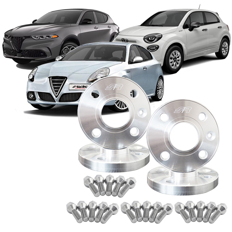 Simoni Racing Aluminium Spoorverbreder Set - 2x17,5mm(VA) - 2x20mm(AA) (Naaf 65,1mm) inclusief wielbouten -  Fiat, Alfa Romeo diversen