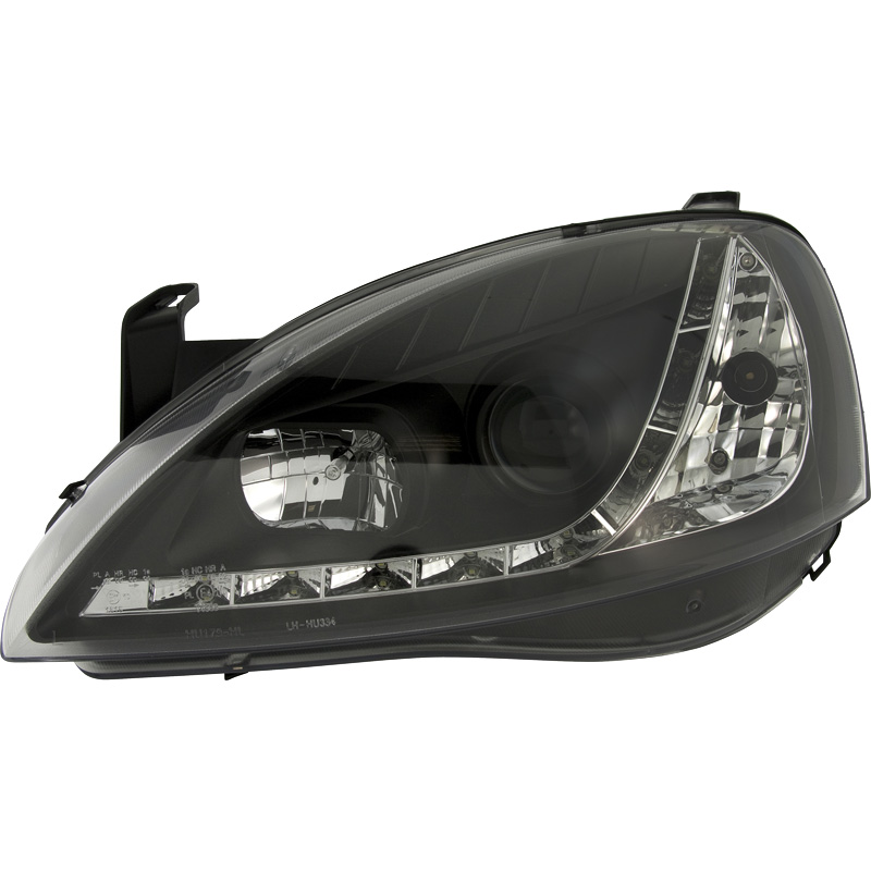 Set Koplampen in DRL-Look  Opel Corsa C 2000-2004 - Zwart
