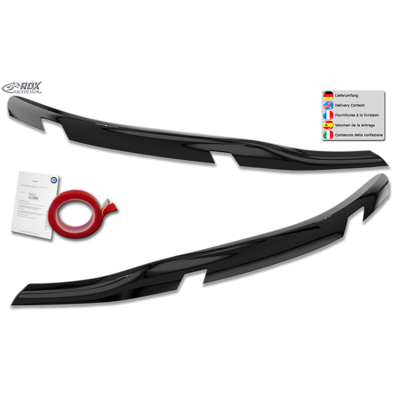 RDX Koplampspoilers  Ford Transit Custom & Tourneo Custom (V710) 2023- (met LED & Matrix-LED) (ABS Glanzend Zwart)