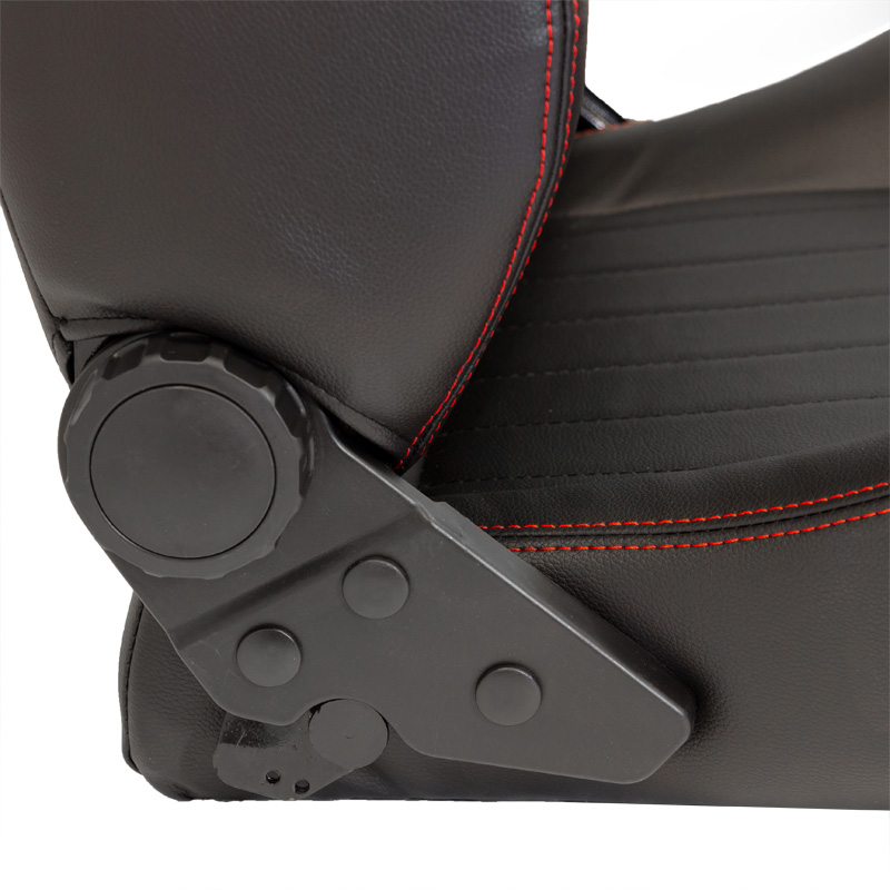 Sportstoel Type Retro Zwart PU leer + rode stiksels