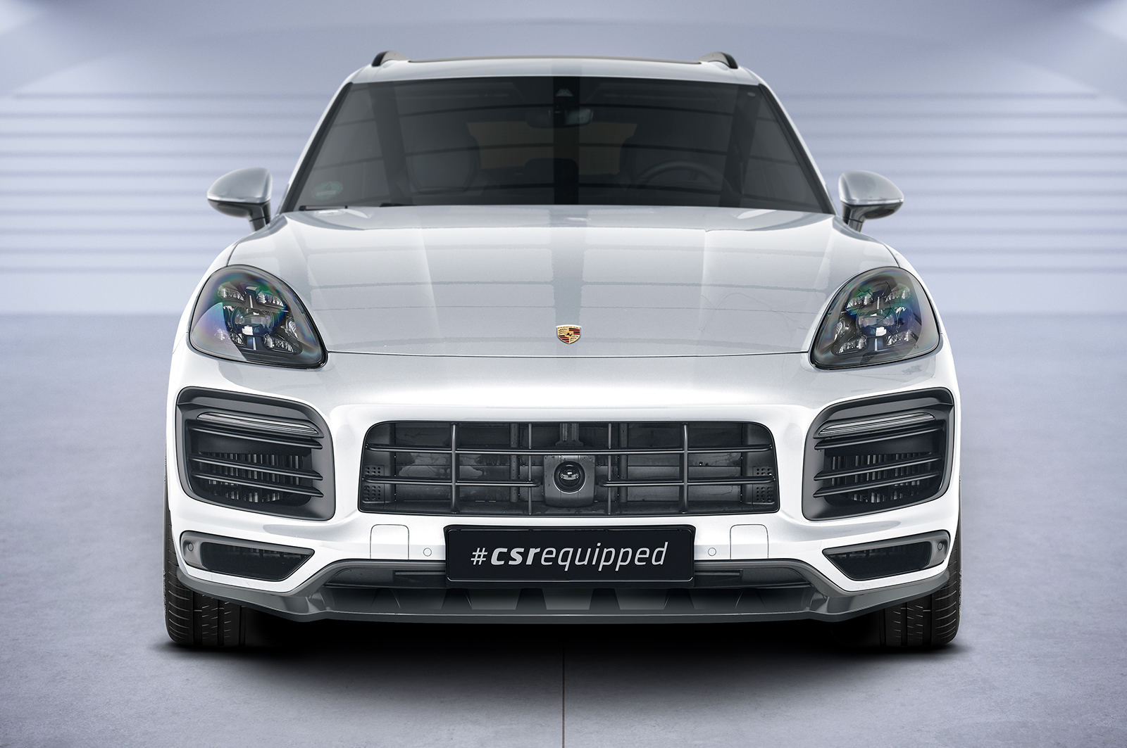 Voorspoiler Porsche Cayenne P0536/9YA CSR Glans Zwart