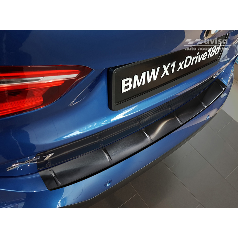 Zwart RVS Achterbumperprotector  BMW X1 II F48 M-Pakket 2015-2022 'Ribs'
