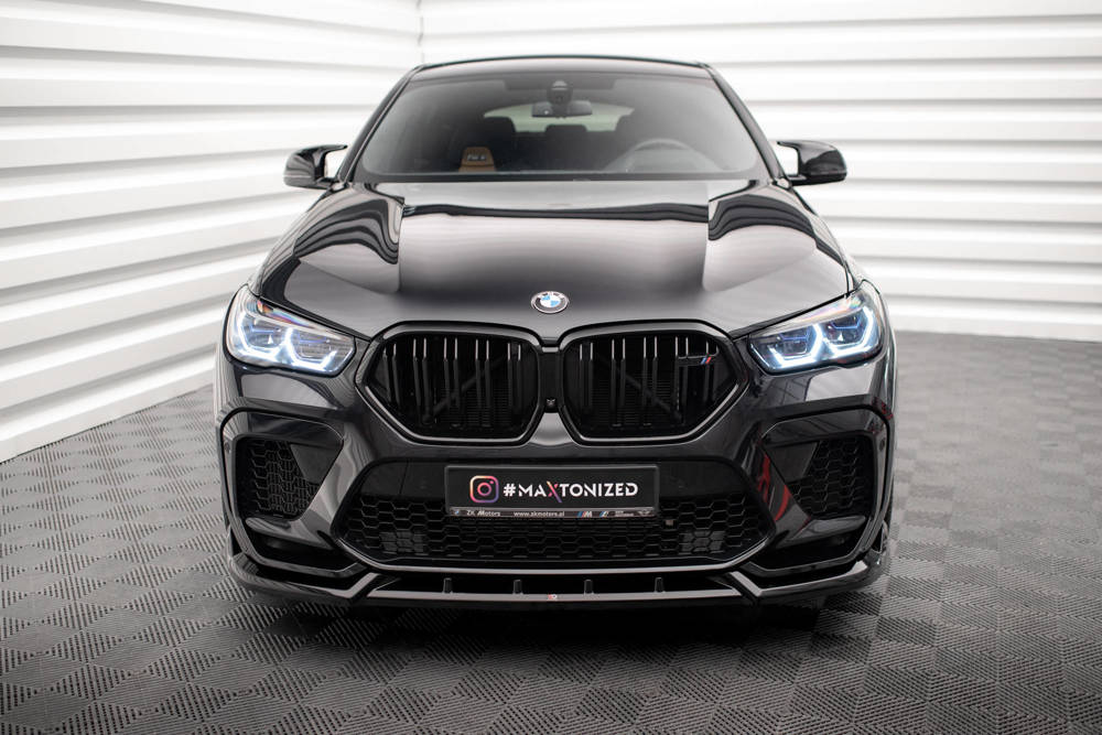 Voorspoiler V.2 BMW X6 M F96 Maxton Glans Zwart