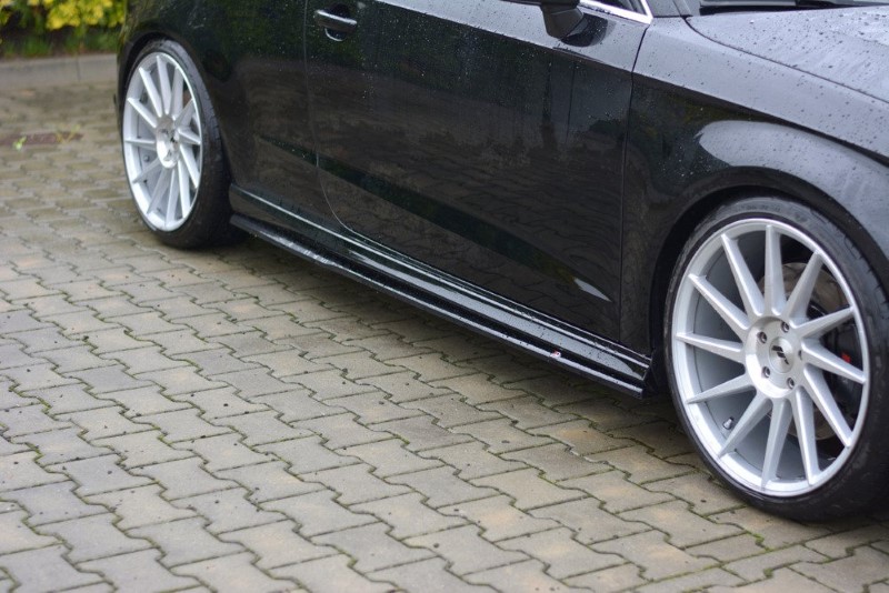 Zijskirts Diffuser Audi S3 / A3 S- lijn 8V / 8V FL Hatchback glanzend zwart