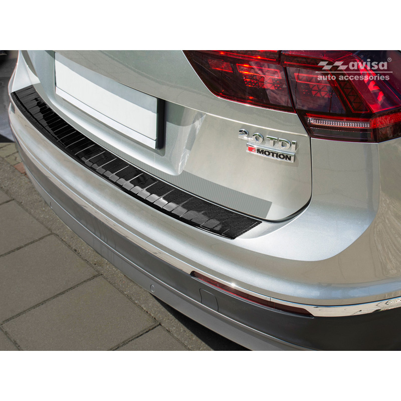Echt 3D Carbon Achterbumperprotector  Volkswagen Tiguan II & R-Line incl. Allspace 2016-2020 & FL 2020-2024