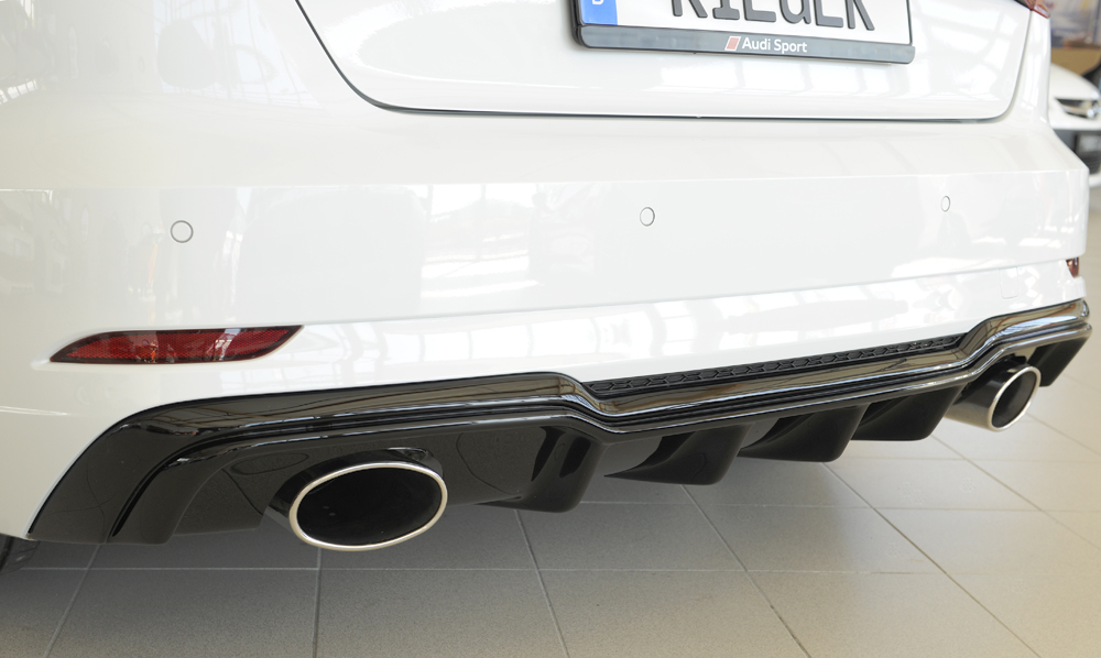 Achter Skirt Audi A3 8V 16-20 S-line Rieger Zwart Glans