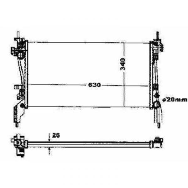Radiator FIAT FIORINO 07->> 630x340 1.3 MJTD -AC