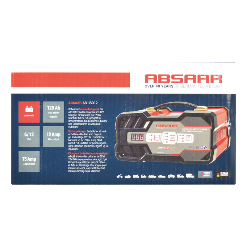 Absaar AB-JS012 Acculader & Jumpstarter 6V/12V 12A