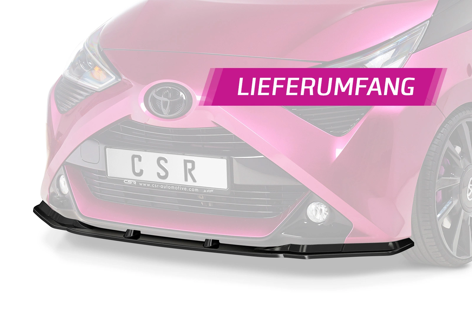 Voorspoiler Toyota Aygo 2 Facelift Glans Zwart van CSR Automotive (2018-)