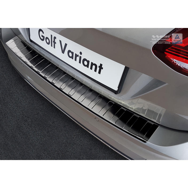 Zwart RVS Achterbumperprotector  Volkswagen Golf VII Variant Facelift incl. R-Line & Alltrack 2017-2020 'Ribs'