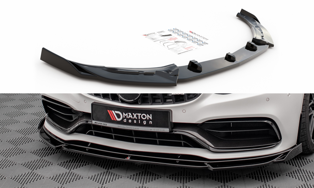 Voorspoiler V.2 Mercedes AMG C63 Coupe W205 FL Maxton Glans Zwart