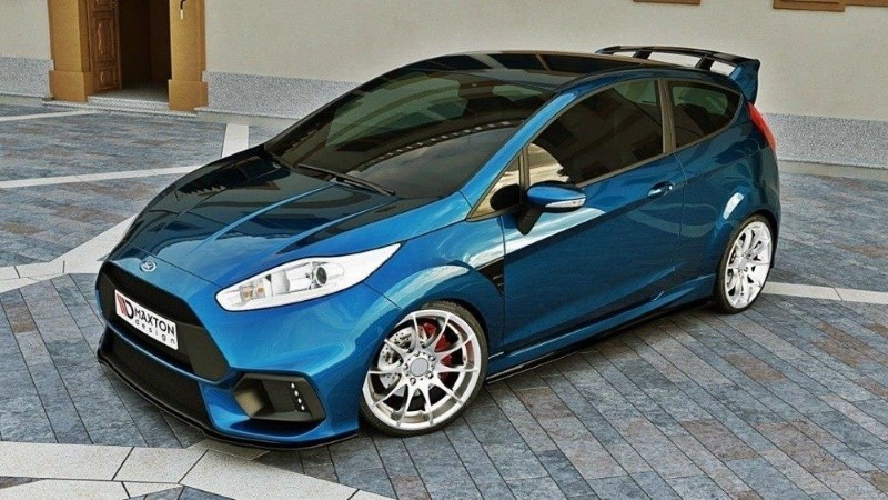 Voorspoiler (Focus RS Look Bumper) Ford Fiesta Mk7 FL  Glanzend Zwart