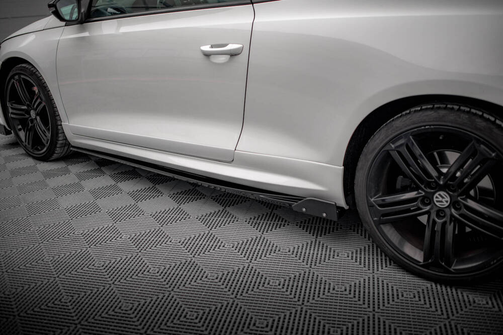 Zijskirts V.2 met Canards Volkswagen Scirocco R Maxton Glans Zwart