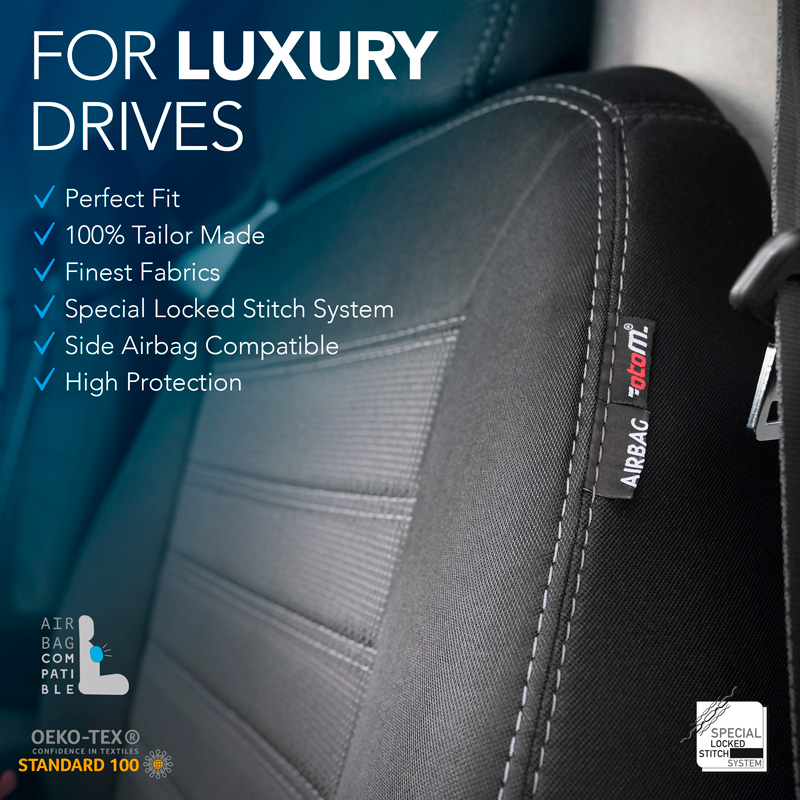 Original Design Stoffen Stoelhoezenset 2+1  Citroën Berlingo/Peugeot Partner 2008-2018 (airbag onder plastic kap)