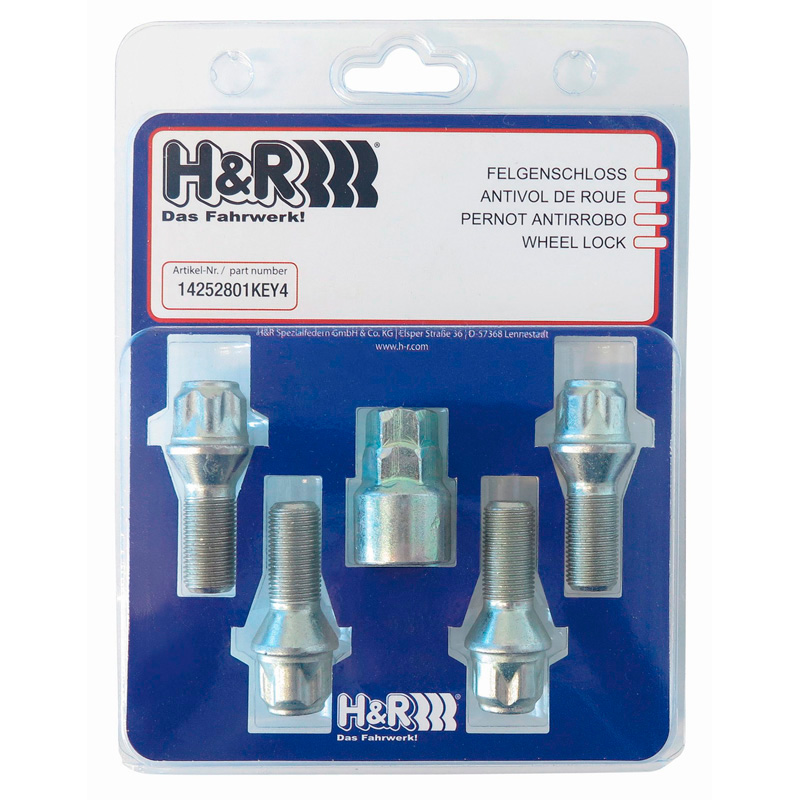H&R Wielslotenset M12x1.25x36mm vlak - 4 slotbouten incl. adapter