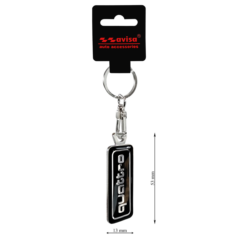 RVS sleutelhanger - 'Quattro' Zwart