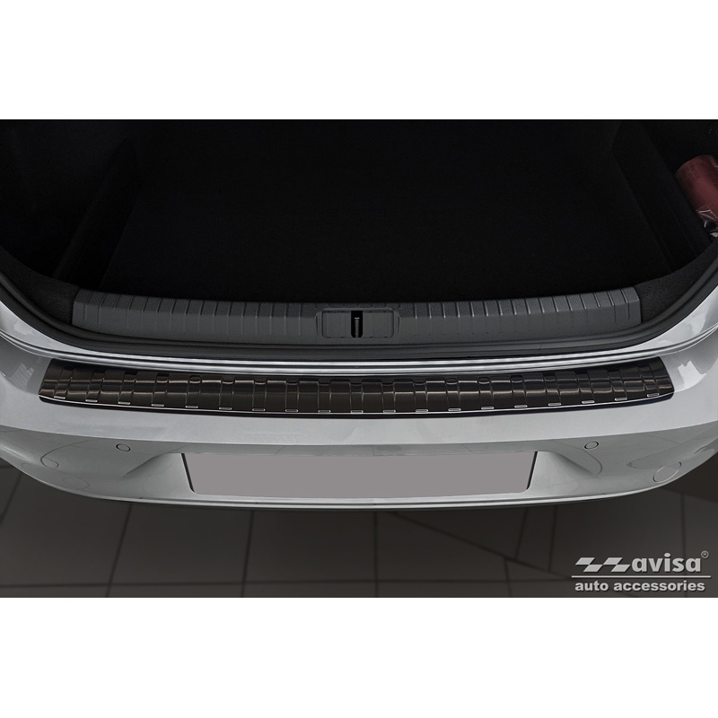 Zwart RVS Achterbumperprotector  Volkswagen Passat Sedan 2014-2019 & FL 2019-2023 'Ribs'