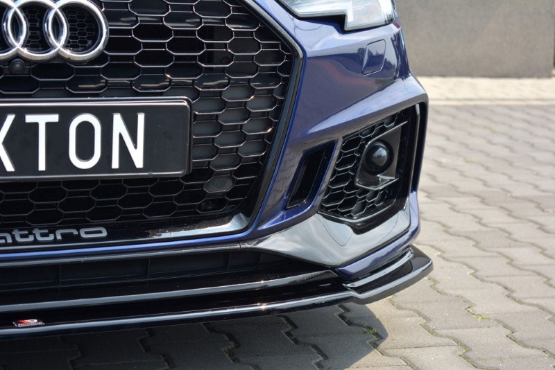 Voorspoiler V.2 Audi RS4 B9 Maxton Glans Zwart