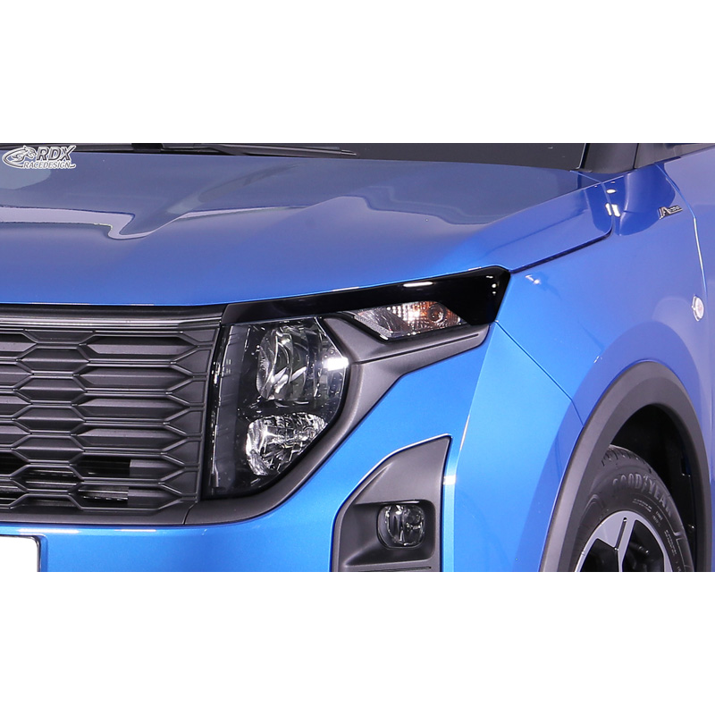 RDX Koplampspoilers  Ford Transit Courier & Tourneo Courier 2023- (zonder LED-richtingaanwijzers en DRL) (ABS Glanzend Zwart)