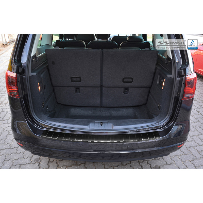 Zwart RVS Achterbumperprotector  Seat Alhambra & Volkswagen Sharan II 2010- 'Ribs'