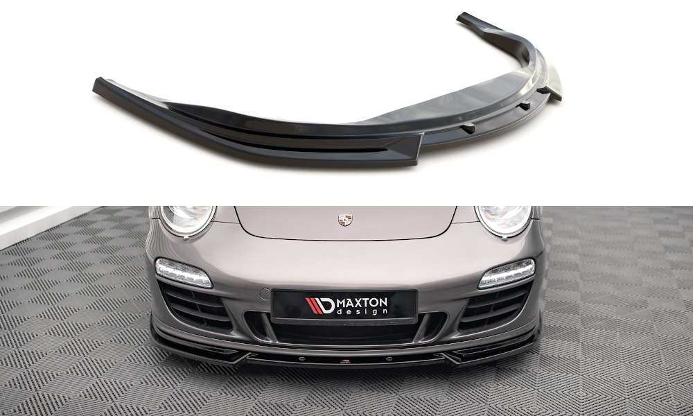 Voorspoiler V.2 Porsche 911 Carrera GTS 997 Facelift 2009 - 2011 Maxton Glans Zwart