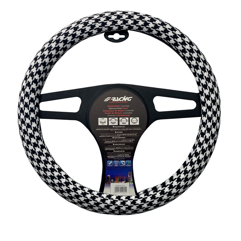 Simoni Racing Stuurwielhoes Pied de Poule - Zwart/Wit Textiel - 37-39cm