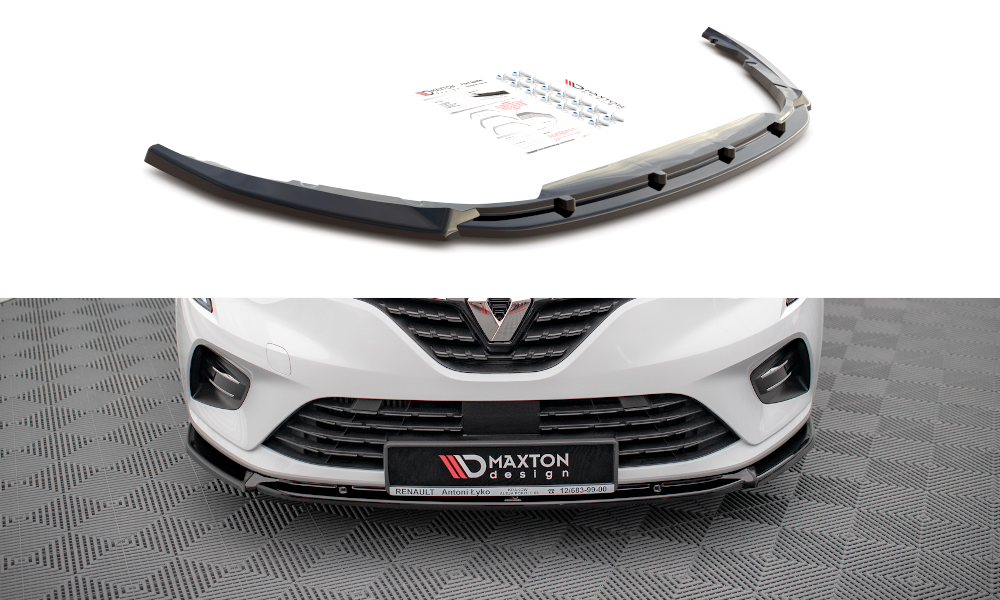 Voorspoiler V.2 Renault Clio Mk5 Maxton Glans Zwart