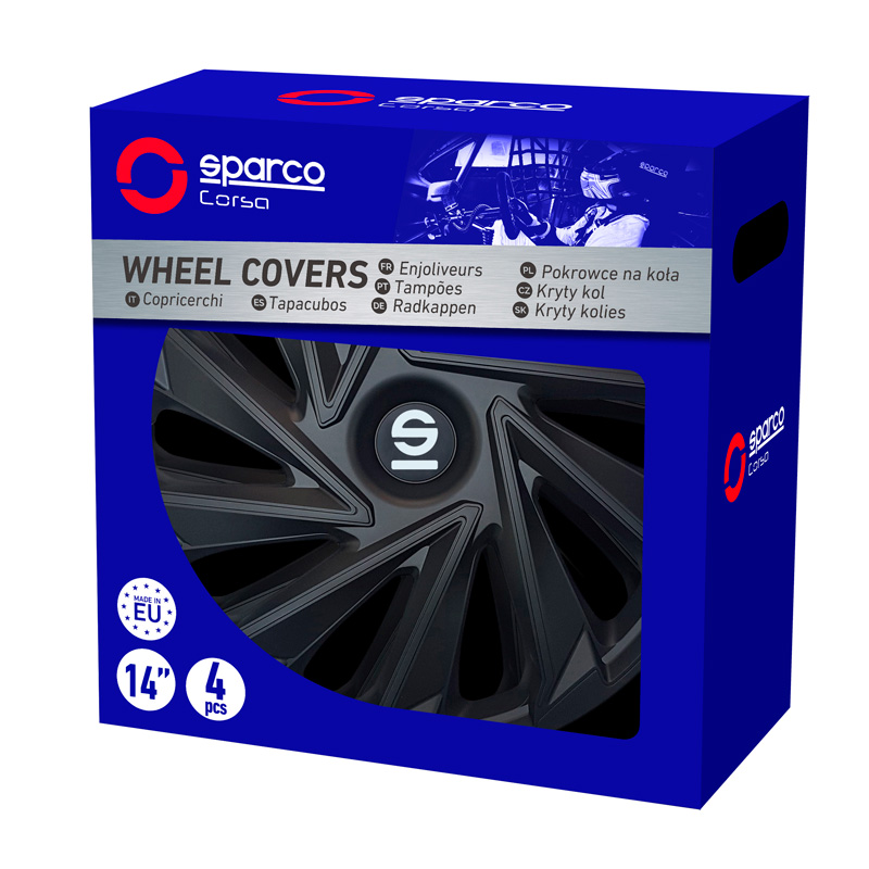 Sparco Wieldoppen Varese - 14-inch - Zwart - Set van 4 stuks