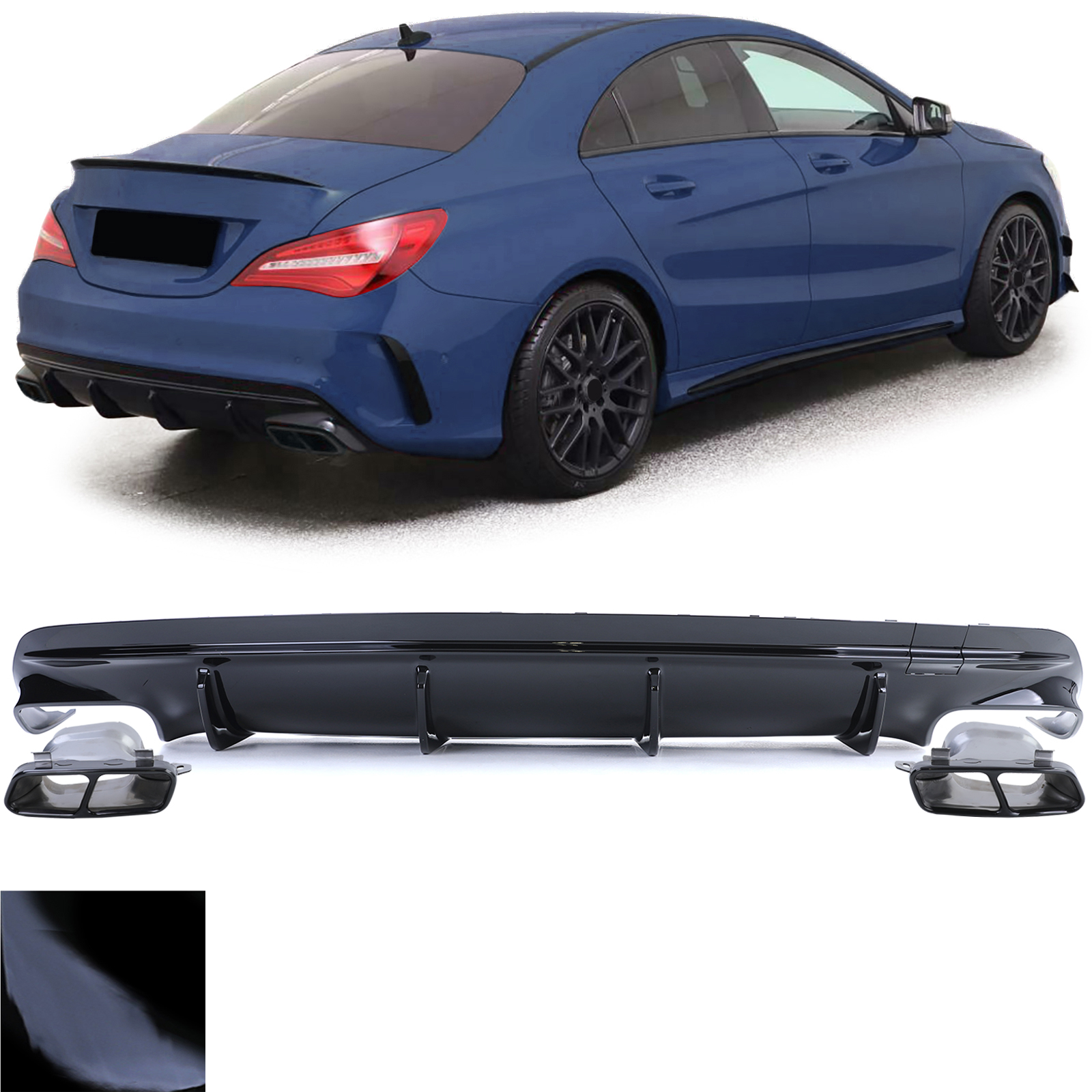Diffusor Mercedes CLA C117 (2016-2019) CLA45 Look glossy black