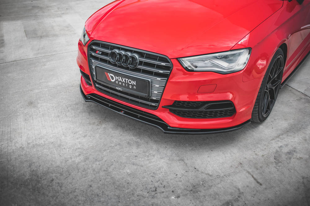 Voorspoiler V.2 Audi A3 S-line / S3 8V Sedan/Cabrio Maxton Glans zwart