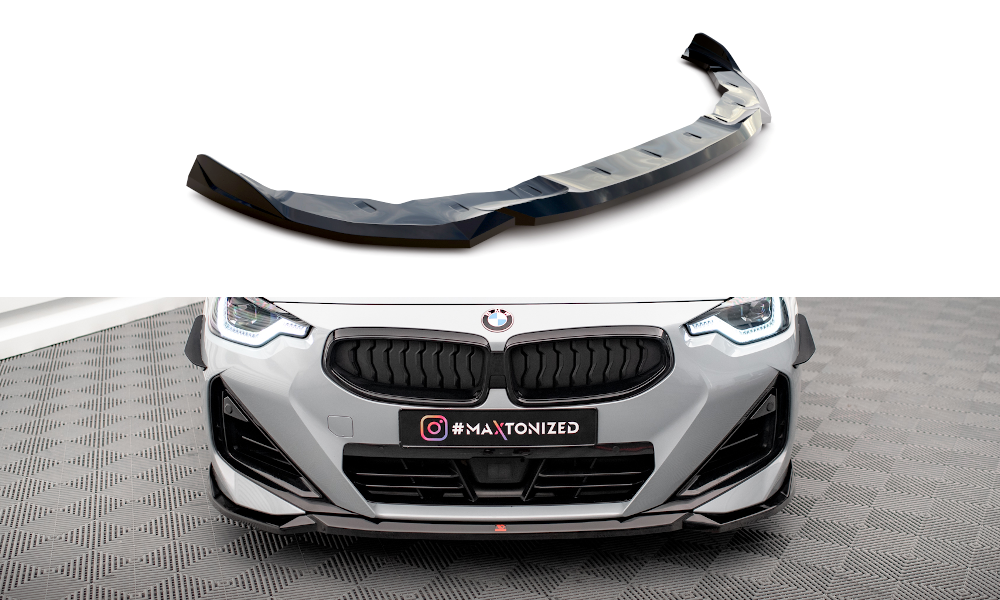 Voorspoiler V.1 BMW 2 Serie G42 Coupe M Pakket & M240i Maxton Glans Zwart