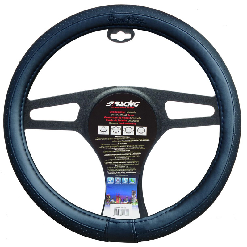Simoni Racing Stuurwielhoes Total Black - Zwart Eco-Leder - 37-39cm